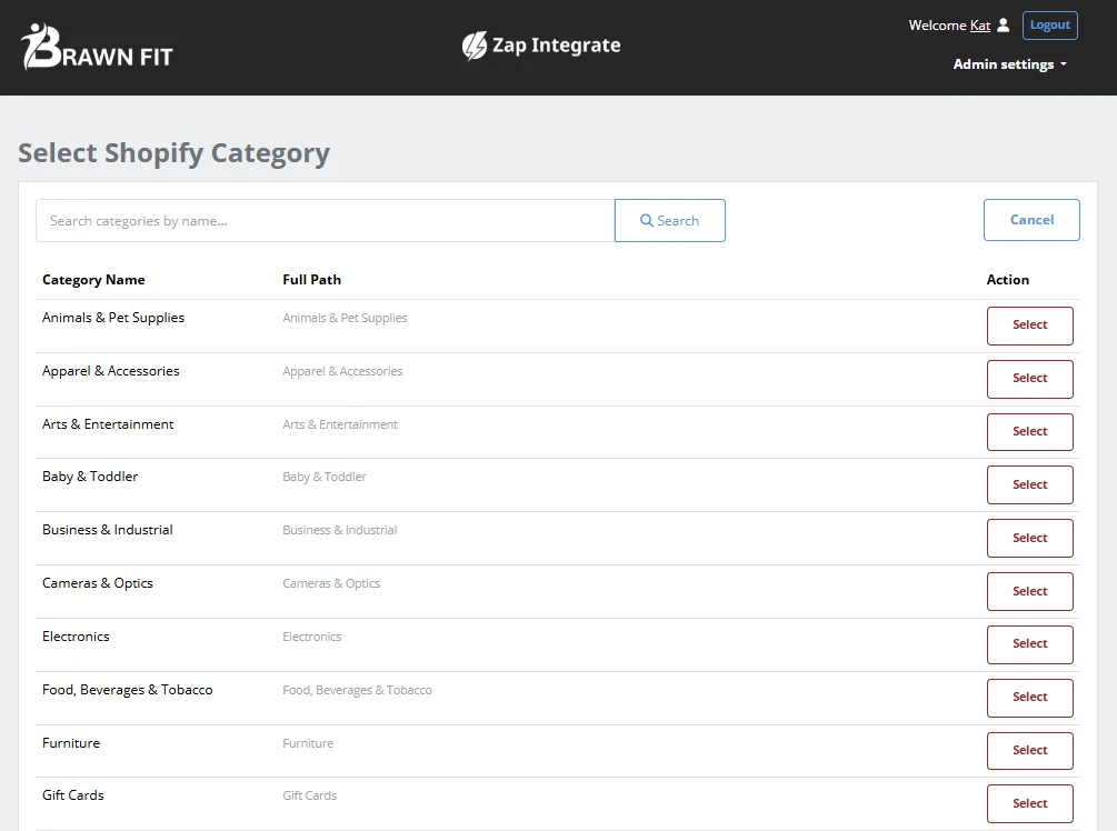 Publication channels interface